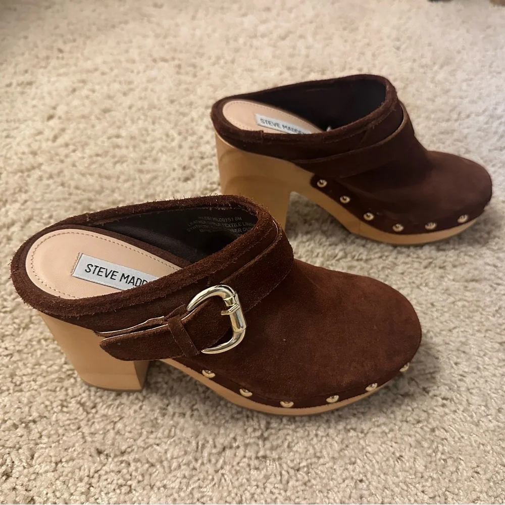 Steve Madden brown suede platform clog shoes 8 - Picture 1 of 6